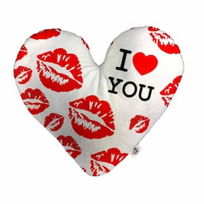 Almofada Coração Pelúcia I Love You Kisses White Namorados Tamanho:M