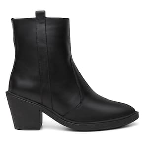 Bota Feminina Couro Casual Bico Fino Zíper + Bolsa Roma