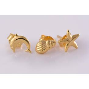 Brinco Trio Marinhos Folheado Em Ouro 18k [F027]