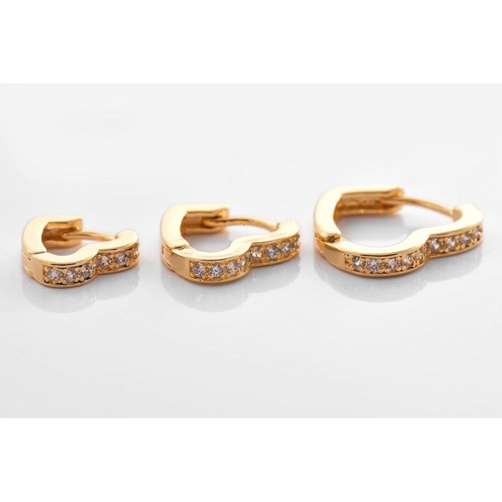 Brinco Trio De Coração Folheado Em Ouro 18k [F027]