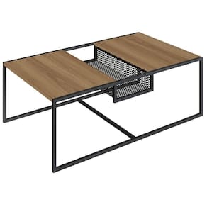 Mesa De Centro Industrial York Artesano Retangular 100 Cm (Largura) Em Mdp Hanover Aço Preto