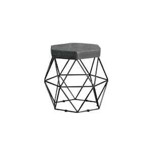 Puff Decorativo Onix Com Armação Preto Para Sala Em Linho