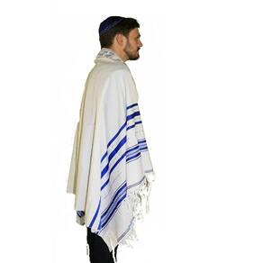 Talit ortodoxo azul com prata 90x18 cm - - israel