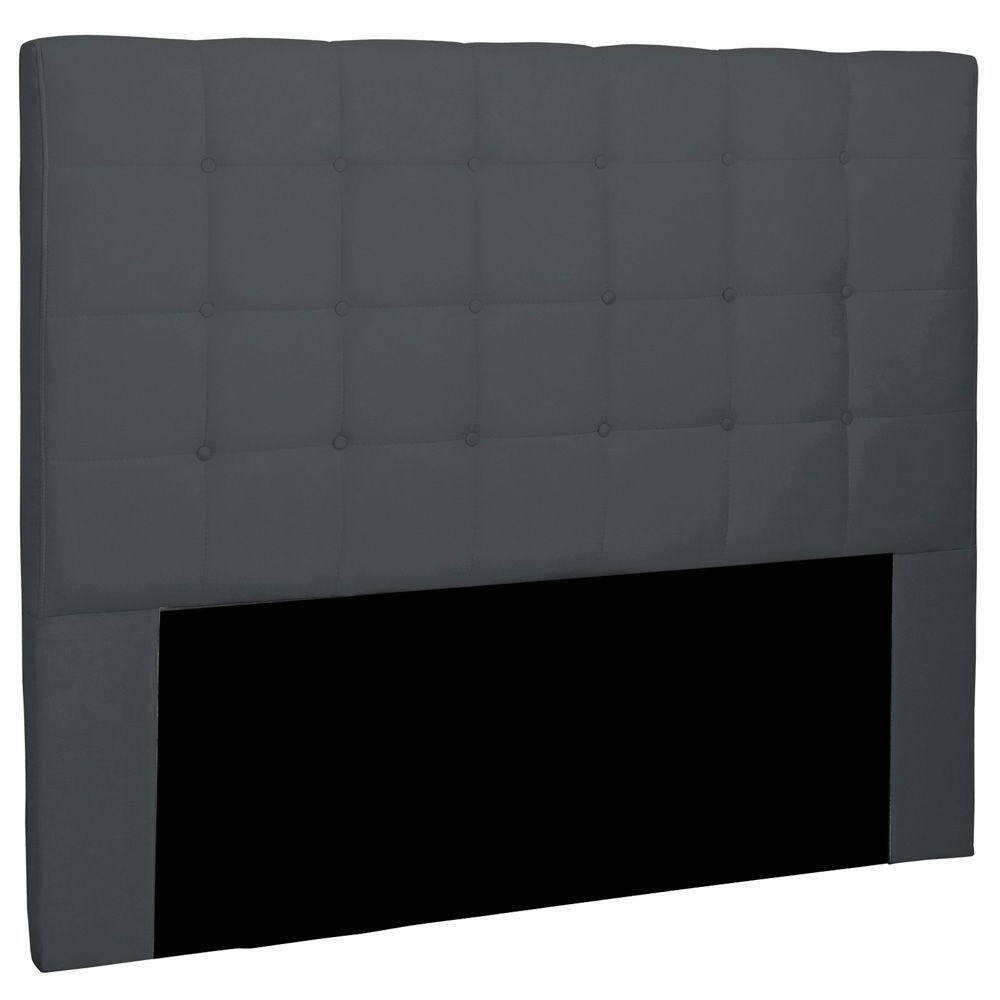Cabeceira Estofada Box Casal King Size 195cm Suede Cinza