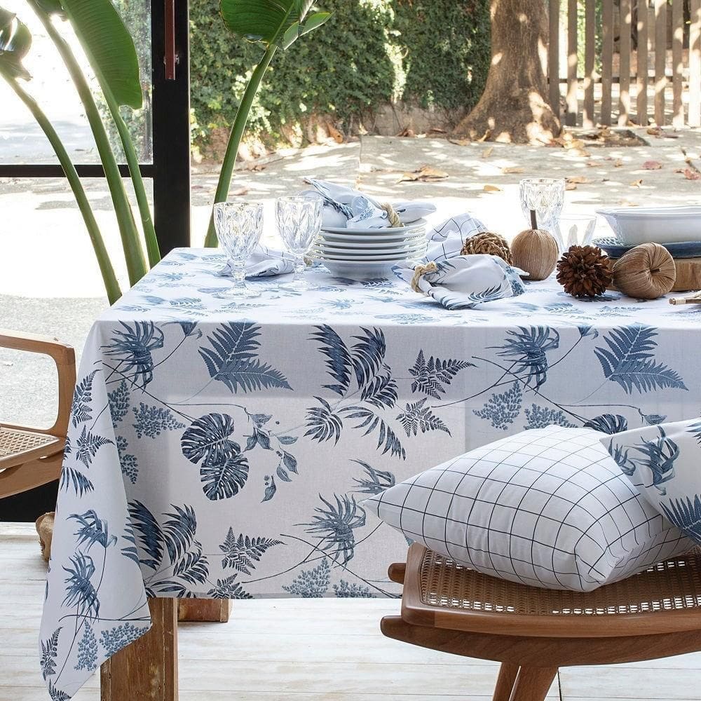 Toalha De Mesa Naturalle Prática 2,20X2,20M Tropical Marinho