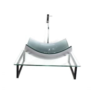 Kit Cuba De Vidro Retangular 10mm Prata Com Tampo 50cm Incolor E Suporte Preto