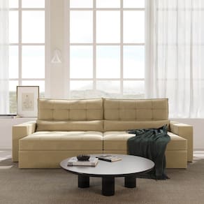 Sofá Retrátil e Reclinável 4 Lugares 300cm Embaúba Extra Cabecasa Madeiramadeira Palha Diamante