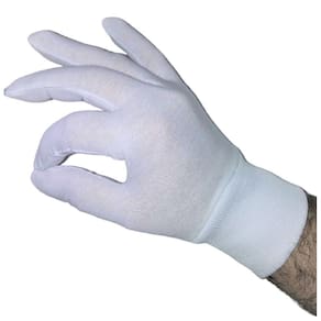 Luva de algodão kit 12 prs branca m com punho