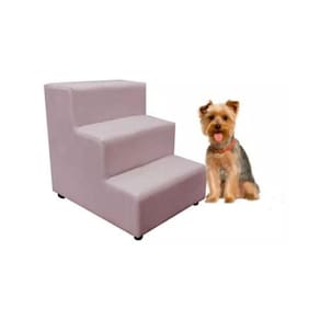 Escada Escadinha Pet Cachorro 3 Degraus Rampa Suede Grace Cor:rosê