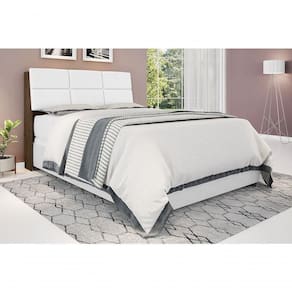 Cabeceira Box Casal 1,38 Isis Malbec Com Painel Class Branco - Framar Móveis