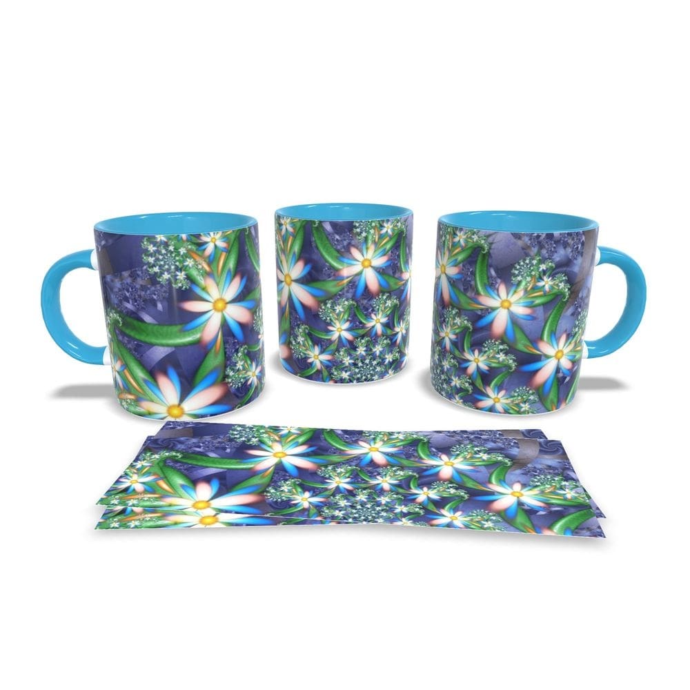 Canecas Azul Personalizadas Coleção Flores