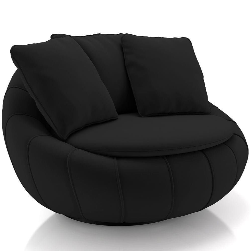 Poltrona Para Sala De Estar Decorativa Giratória Kira M03 Veludo Preto - Lyam Decor