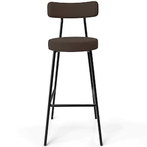 Banqueta Alta Bar Cozinha Sala De Jantar Em Aço Milão F01 Suede Marrom - Lyam Decor