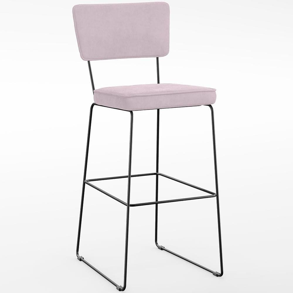 Banqueta Alta Para Cozinha Sala De Jantar Base Em Aço Fixa Allana L02 Suede Rosê - Lyam Decor