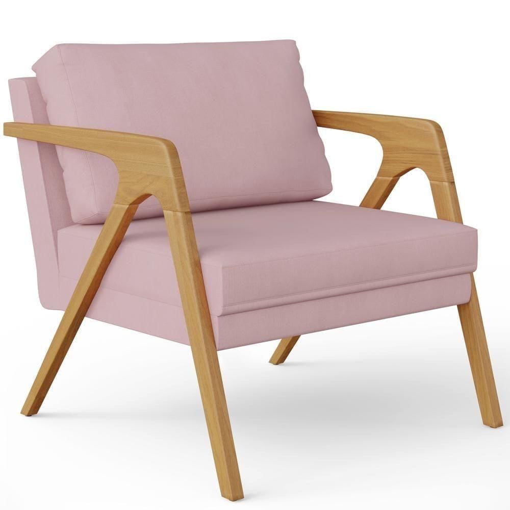 Poltrona Pietra Com Estrutura De Madeira Rosê