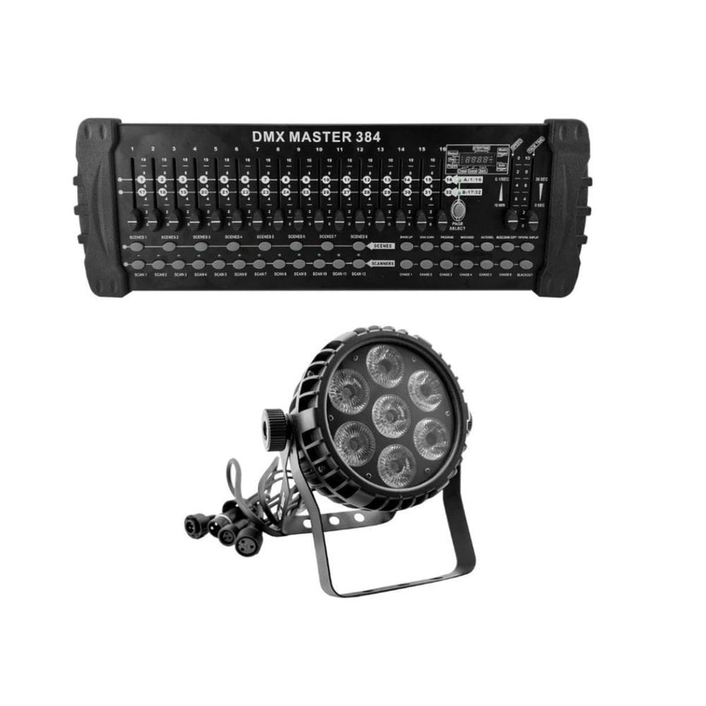 Kit 8 Par Led 7X12W 6 In 1 E Mesa Controladora