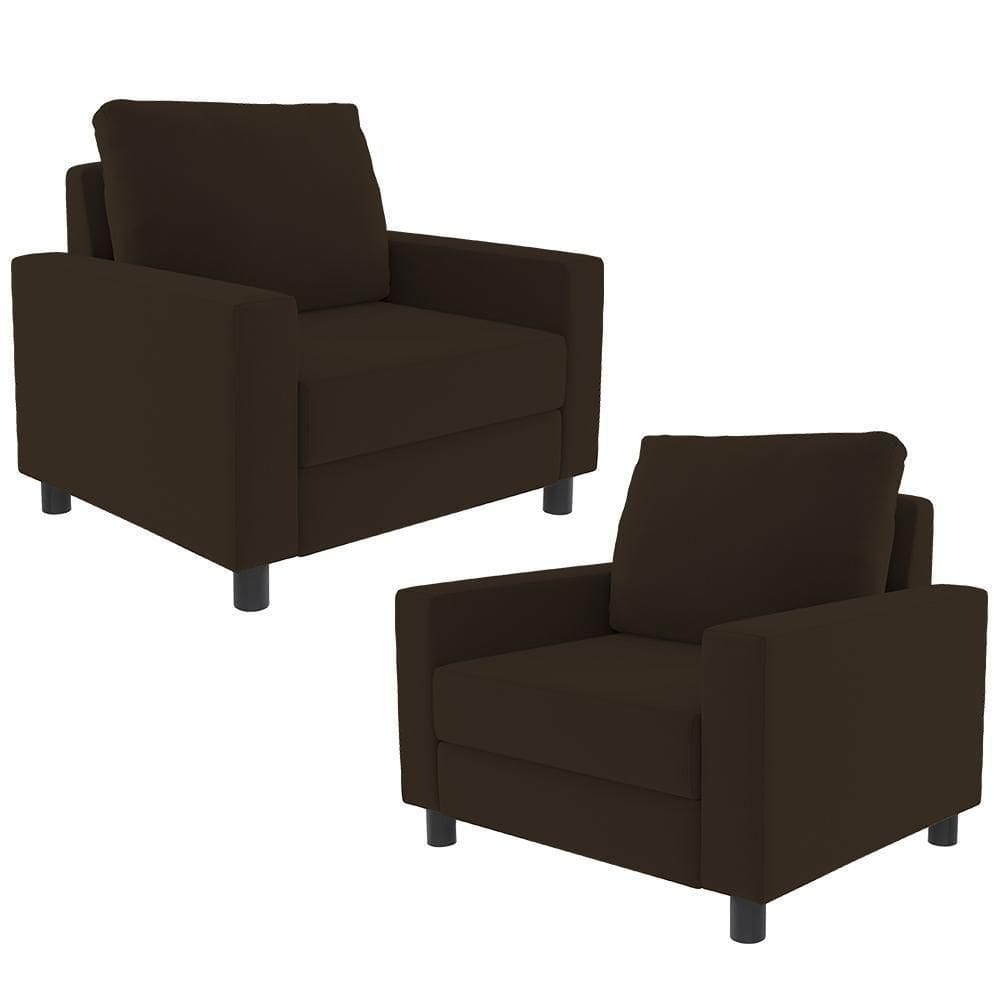 Kit 02 Poltronas Malta L02 Suede Marrom