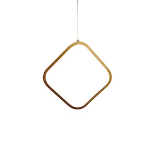 Pendente Losango Dourado com Cristais Acrílico 25cm Led 18W 3200K Bivolt