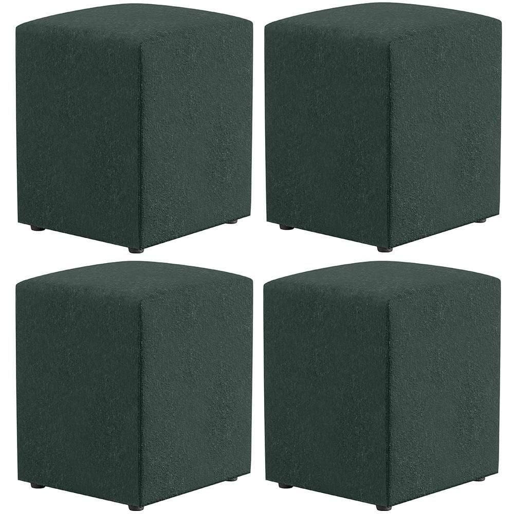 Kit 04 Puffs Quadrado L02 Linho Verde