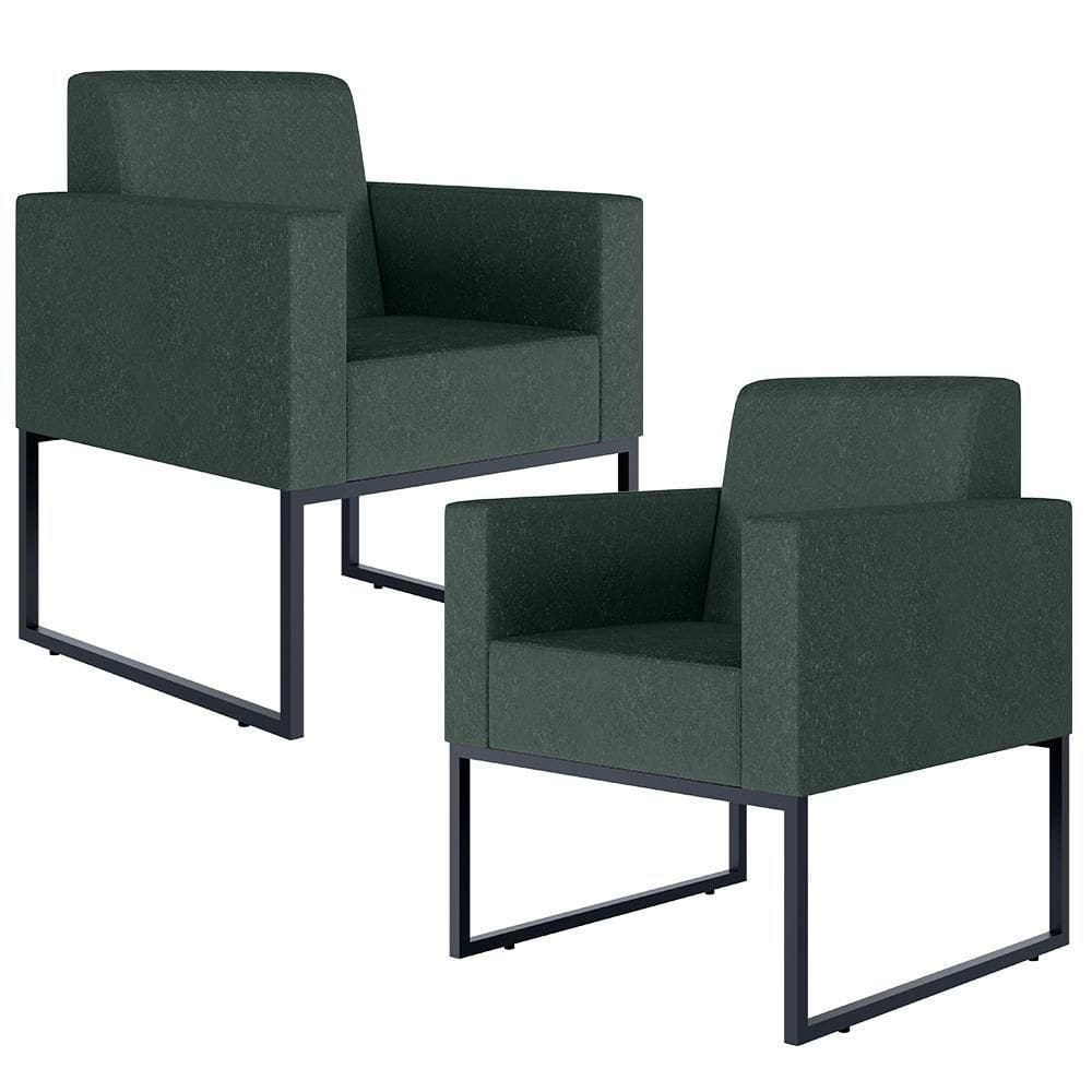 Kit 02 Poltronas Helô L02 Linho Verde Musgo