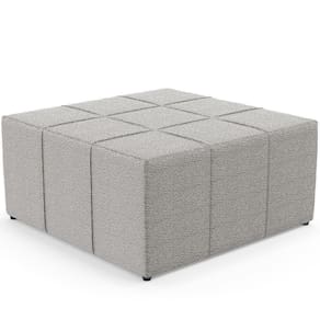 Puff Decorativo Para Sala De Estar Quadrado Milano 90x90cm W01 Bouclê Creme - Lyam Decor