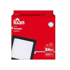 Kit 5 Painéis Embutir 24w Quadrado Cor Preto Branco Frio