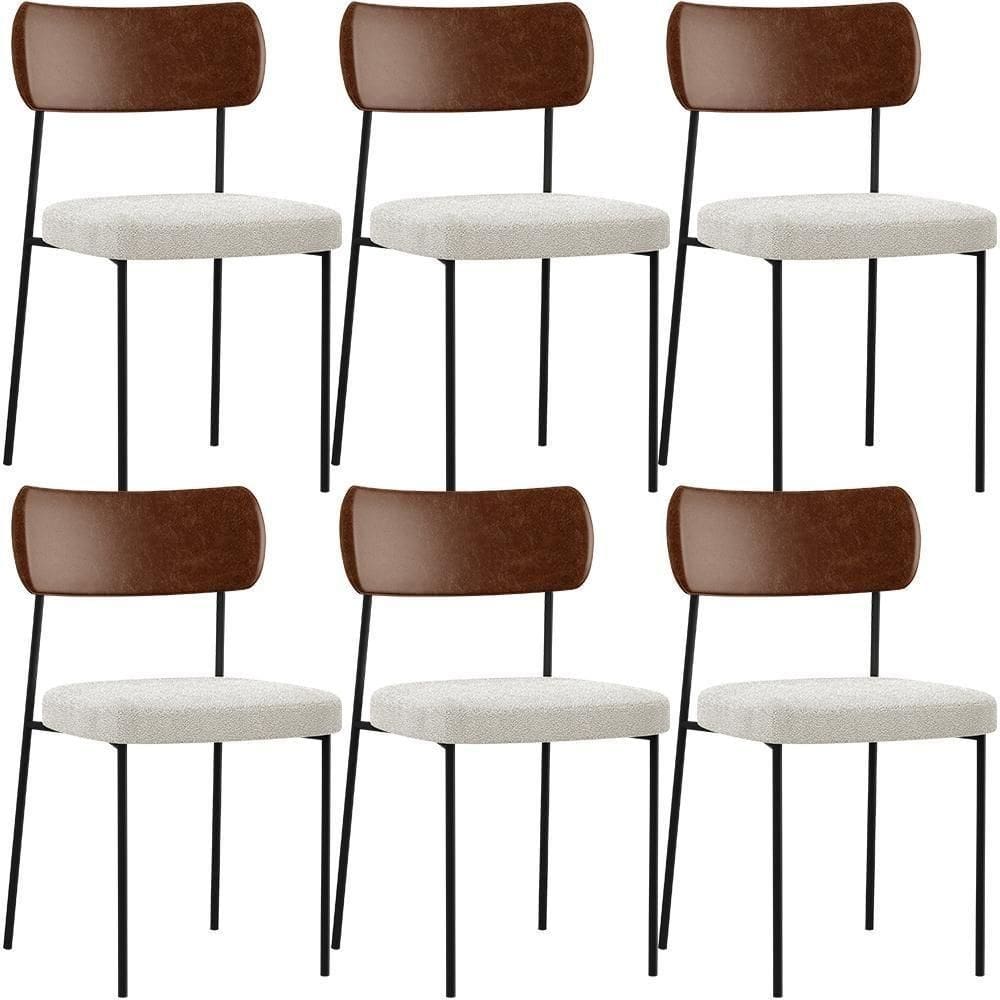 Kit 06 Cadeiras Para Sala De Jantar L02 Marrom Bouclê Creme