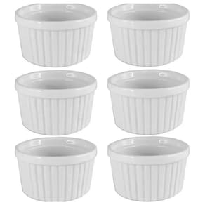 Kit 6 Ramekin Cerâmica Branco 50ml Molheira Potinho