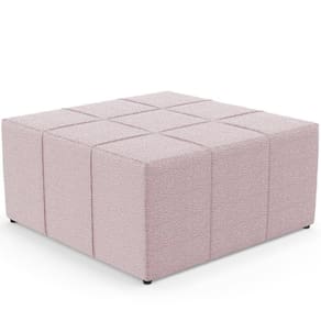 Puff Decorativo Para Sala De Estar Quadrado Milano 90x90cm W01 Bouclê Rosê - Lyam Decor