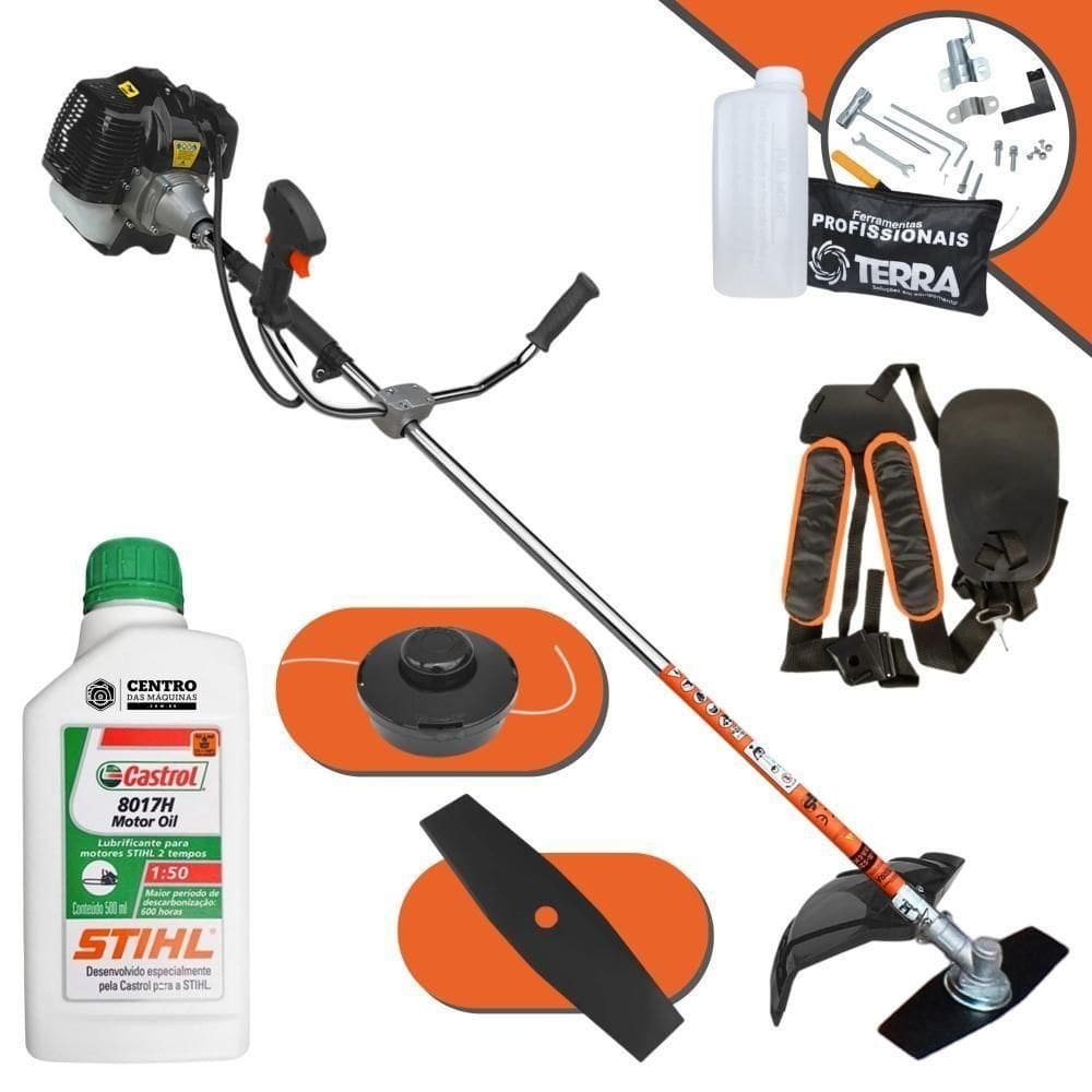 Roçadeira Terra Grh520 52cc Com Lâmina 2 Pontas + óleo Stihl