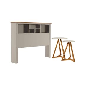 Conjunto De Cabeceira Com Mezanino Lateral Off White Nature