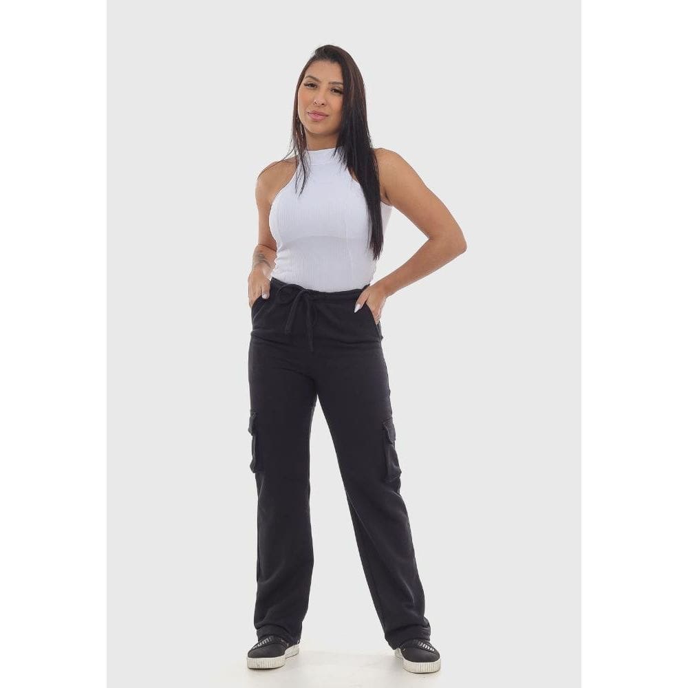 Calça 7926 Preto Moletom [F075]