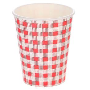 Copo de Papel Junino Silver Xadrez Vermelho 10 Unidades 270ml