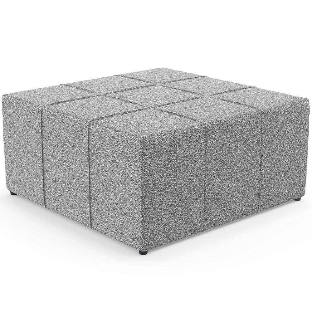 Puff Decorativo Para Sala De Estar Quadrado Milano 90x90cm W01 Bouclê Cinza - Lyam Decor