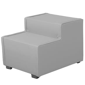 Escada Estofada 2 Degraus Para Cachorro Gato E Maca De Estetica Suede Cor Cinza Claro