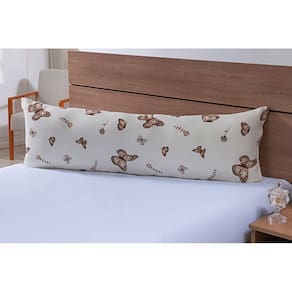 Fronha Para Travesseiro de Corpo 1,50mx50cm 100% Algodão 180 Fios Borboleta Cáqui