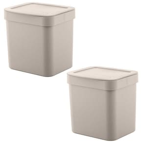 2X Lixeira De Cozinha Pequena 2,5 Litros Ou Trium Bege