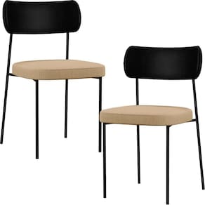 Kit 02 Cadeiras Sala De Jantar L02 Preto Bege Escuro