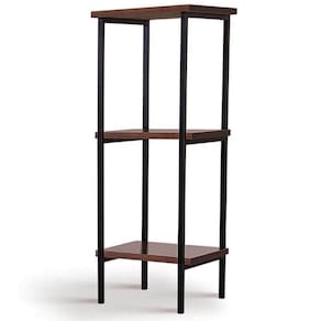 Estante Torre Kansas Industrial Daf Móveis 140 x 50 cm Madeira Maciça Castanho Base Aço Preto