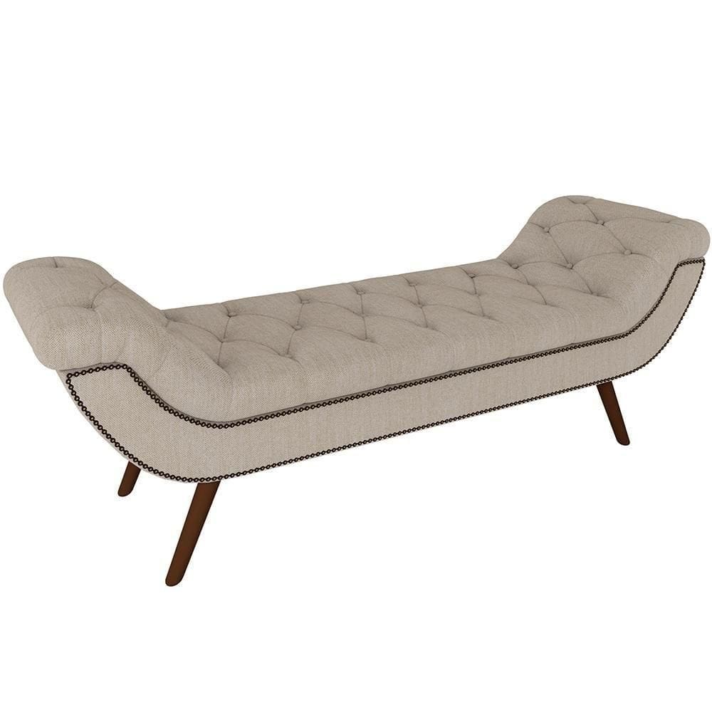 Puff Recamier Decorativo Com Tachas 195 Cm Santorini P05 Linho Creme - Lyam Decor