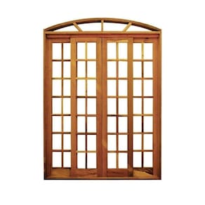 Portal Correr Quadriculado 4 Folhas Itauba em Arco com Fechadura 1,80 X 2,30 Rodam Natural