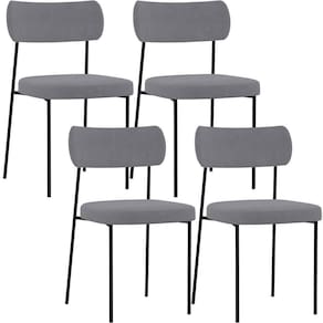 Kit 04 Cadeiras Para Sala De Jantar L02 Suede Cinza