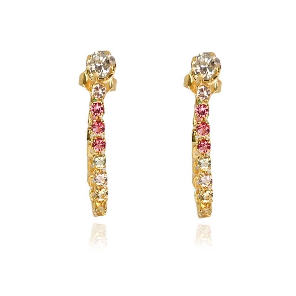 Brinco Corrente De Zircônias Coloridas Com Zircônia Na Ponta [F027]