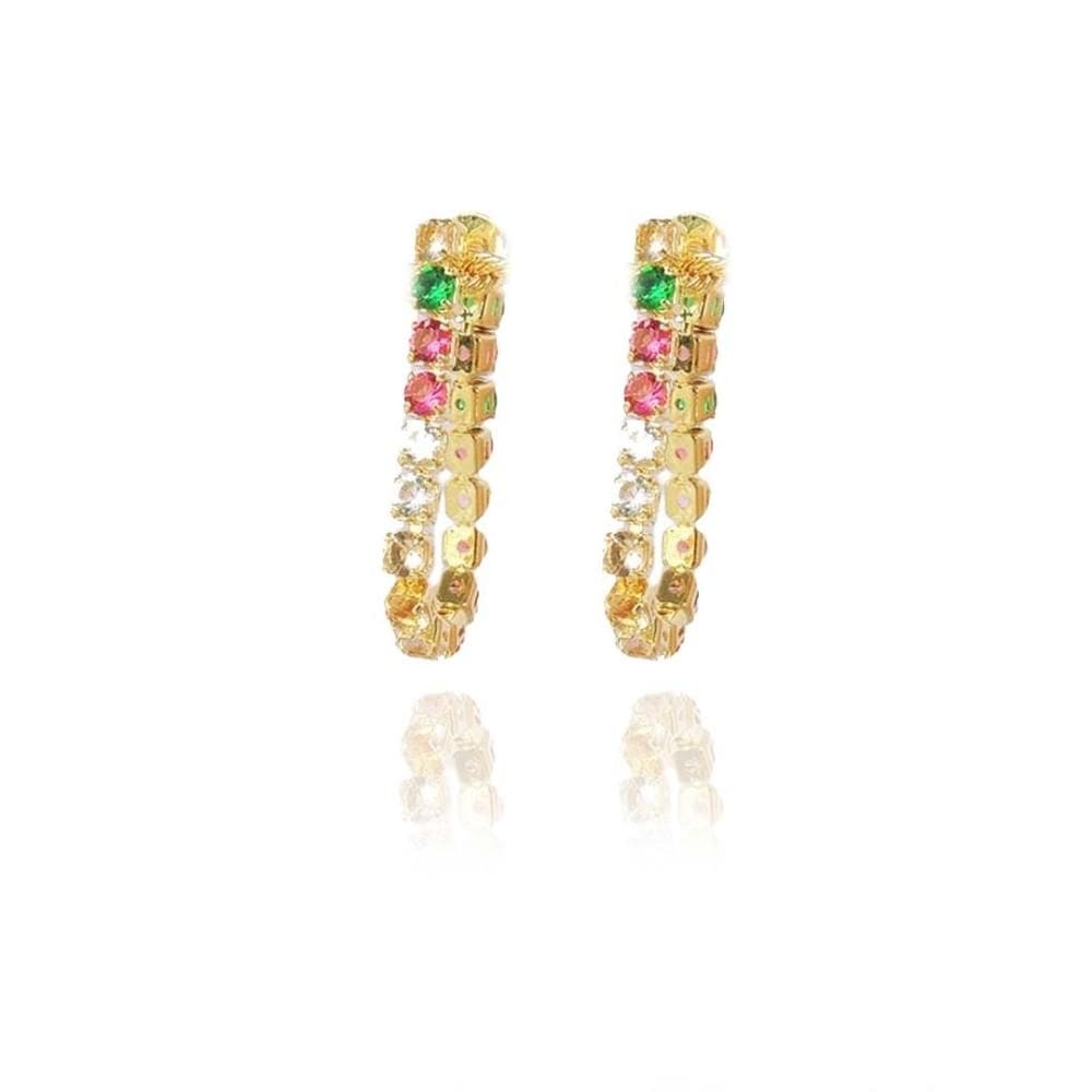 Brinco Corrente De Zircônias Coloridas [F027]