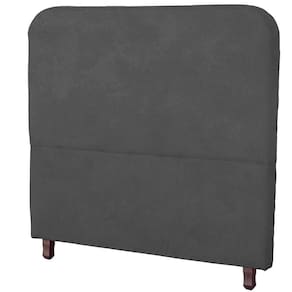 Cabeceira Casal Estofada Para Cama Box Lizza Veludo Cor Cinza Chumbo