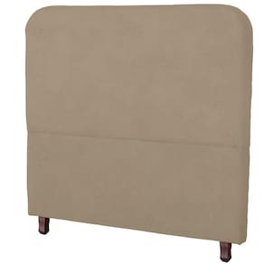 Cabeceira Casal Estofada Para Cama Box Lizza Veludo Cor Bege Médio