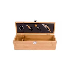 Mimo Style Conjunto Acessórios Porta Vinho 5 Pçs Caixa Bambu
