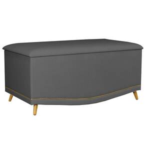 Calçadeira Baú Solteiro 90Cm Imperial J02 Suede Chumbo