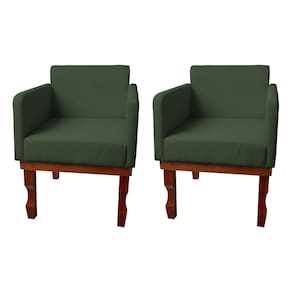 Kit 2 Poltronas Nina Retrô Pés de Madeira Maciça Suede Verde