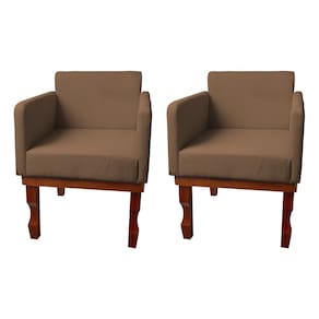 Kit 2 Poltronas Nina Retrô Pés de Madeira Maciça Suede Marrom
